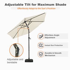 Moonlight Solar 9ft 6-Rib Dual-Tone Tilt Patio Umbrella-Ivory