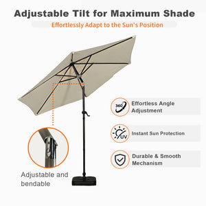 Moonlight Solar 9ft 6-Rib Dual-Tone Tilt Patio Umbrella-Khaki