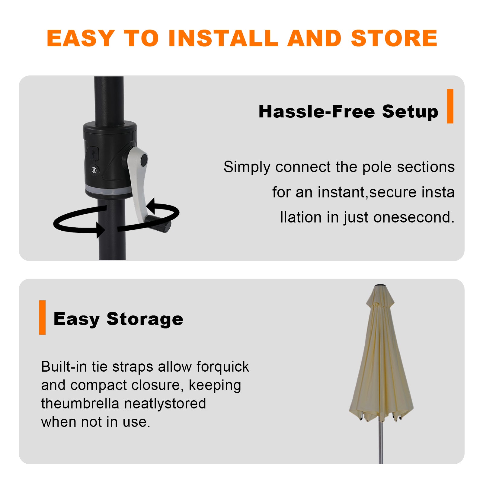 Galaxy 5V Solar Dual-Tone 10ft Steel Market Umbrella