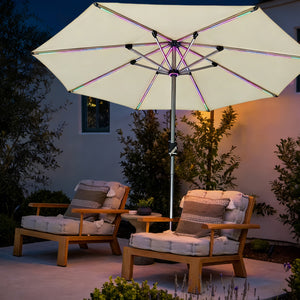 Galaxy 5V Solar RGB LED 10ft Aluminum Market Umbrella
