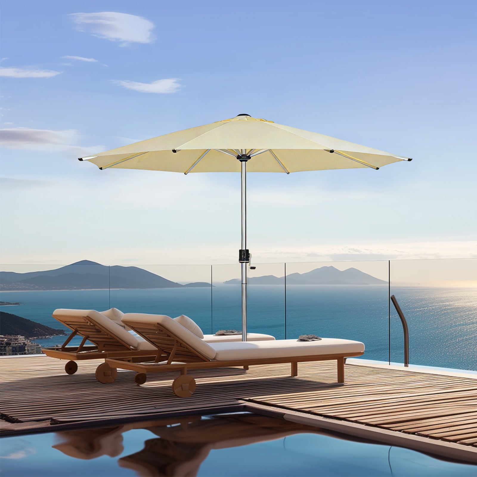 Galaxy 12V Solar Dual-Tone 10ft All-Aluminum Commercial Umbrella