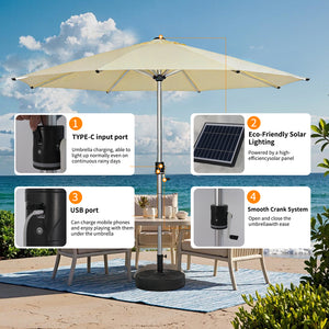 Galaxy 12V Solar Dual-Tone 10ft All-Aluminum Commercial Umbrella