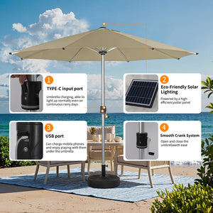 Galaxy Solar COB RGB 10ft Aluminum Market Umbrella