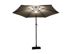 Moonlight Solar 9ft 6-Rib Dual-Tone Tilt Patio Umbrella-Khaki