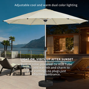 Galaxy 5V Solar RGB LED 10ft Aluminum Market Umbrella