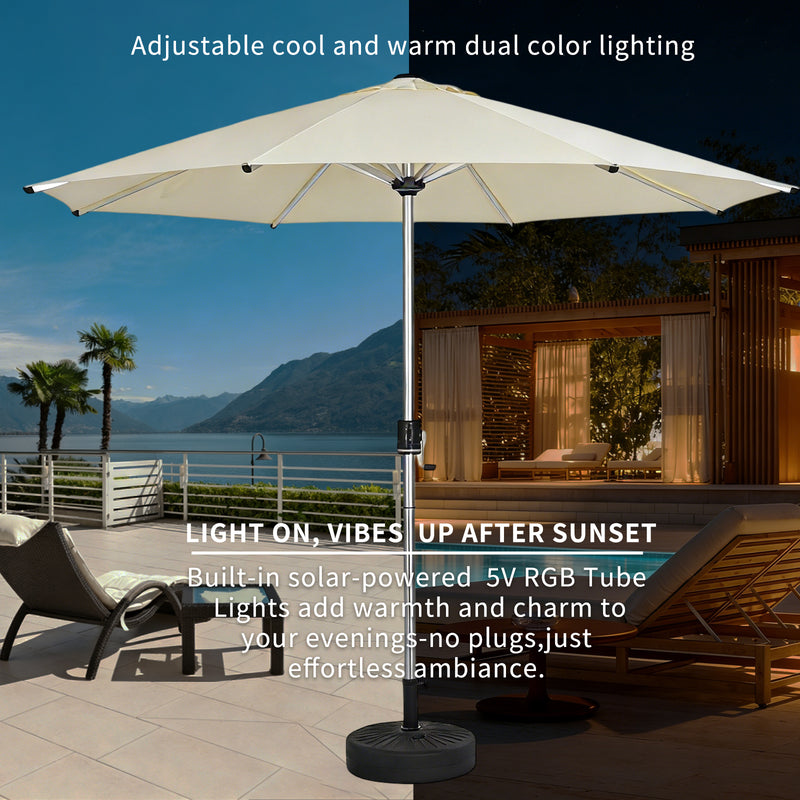 Galaxy 5V Solar RGB LED 10ft Aluminum Market Umbrella