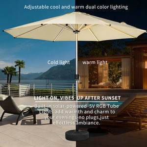Galaxy 12V Solar Dual-Tone 10ft All-Aluminum Commercial Umbrella