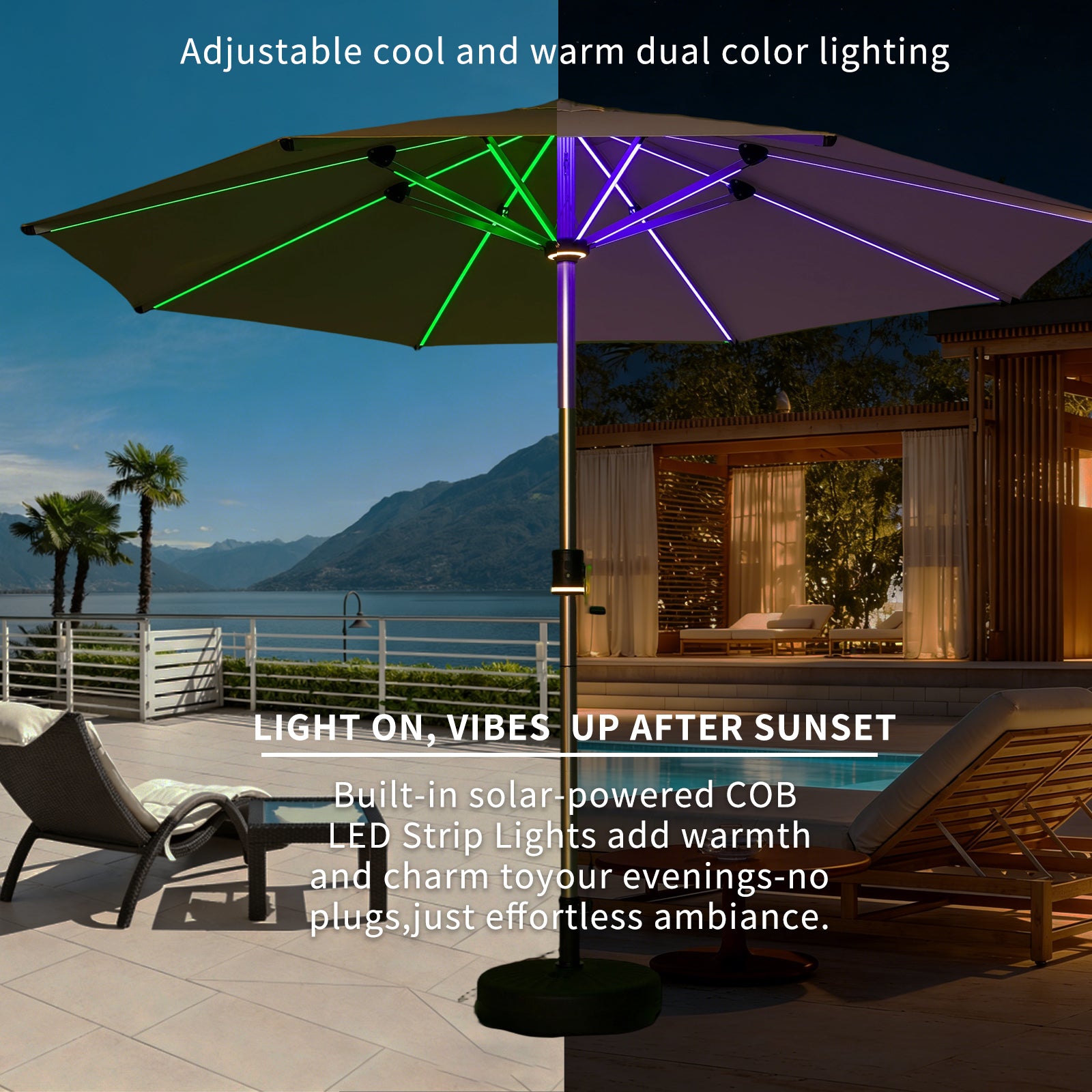 Galaxy Solar COB RGB 10ft Aluminum Market Umbrella
