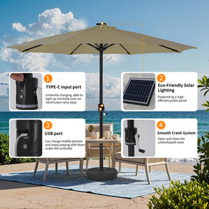 Galaxy 5V Solar Magic-Color RGB 10ft All-Aluminum Commercial Umbrella