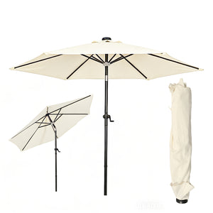 Moonlight Solar 9ft 6-Rib Dual-Tone Tilt Patio Umbrella-Ivory