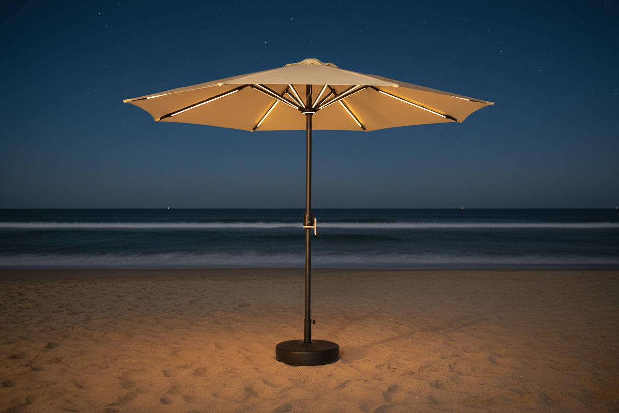 Galaxy 5V Solar Dual-Tone 10ft Steel Market Umbrella