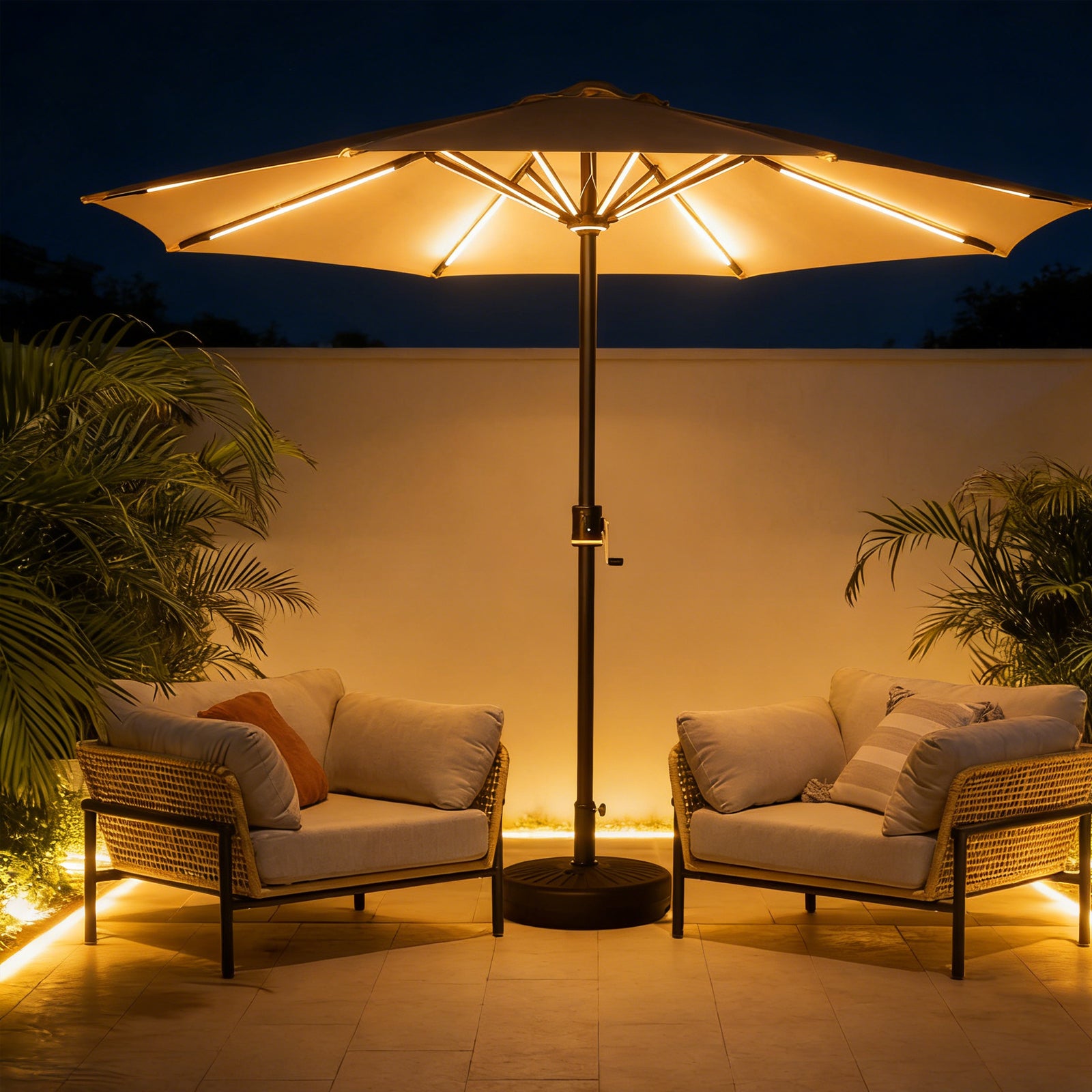 Galaxy 5V Solar Dual-Tone 10ft Steel Market Umbrella