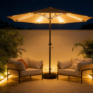 Galaxy 5V Solar Dual-Tone 10ft Steel Market Umbrella