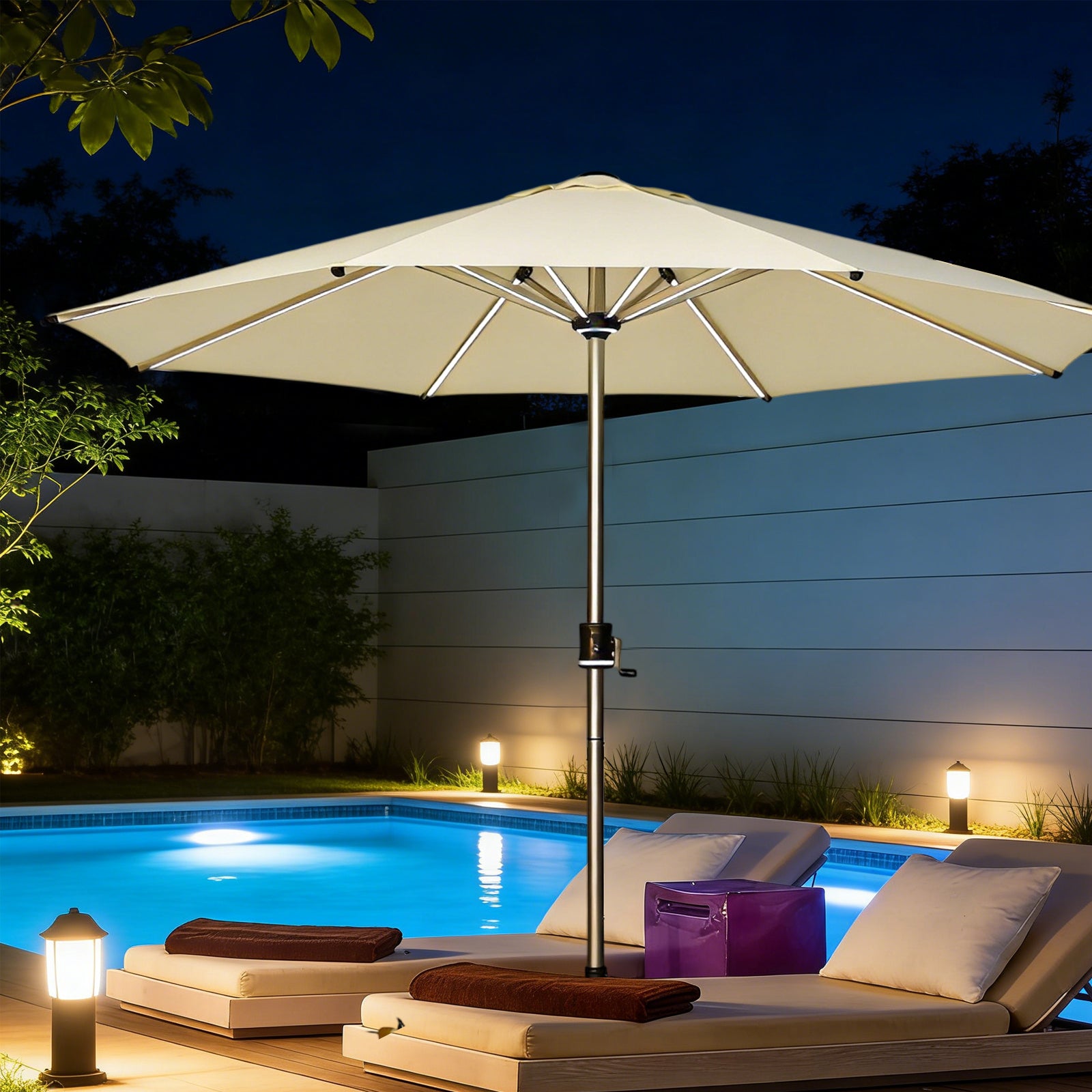 Galaxy 12V Solar Dual-Tone 10ft All-Aluminum Commercial Umbrella