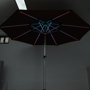 Galaxy 5V Solar RGB LED 10ft Aluminum Market Umbrella