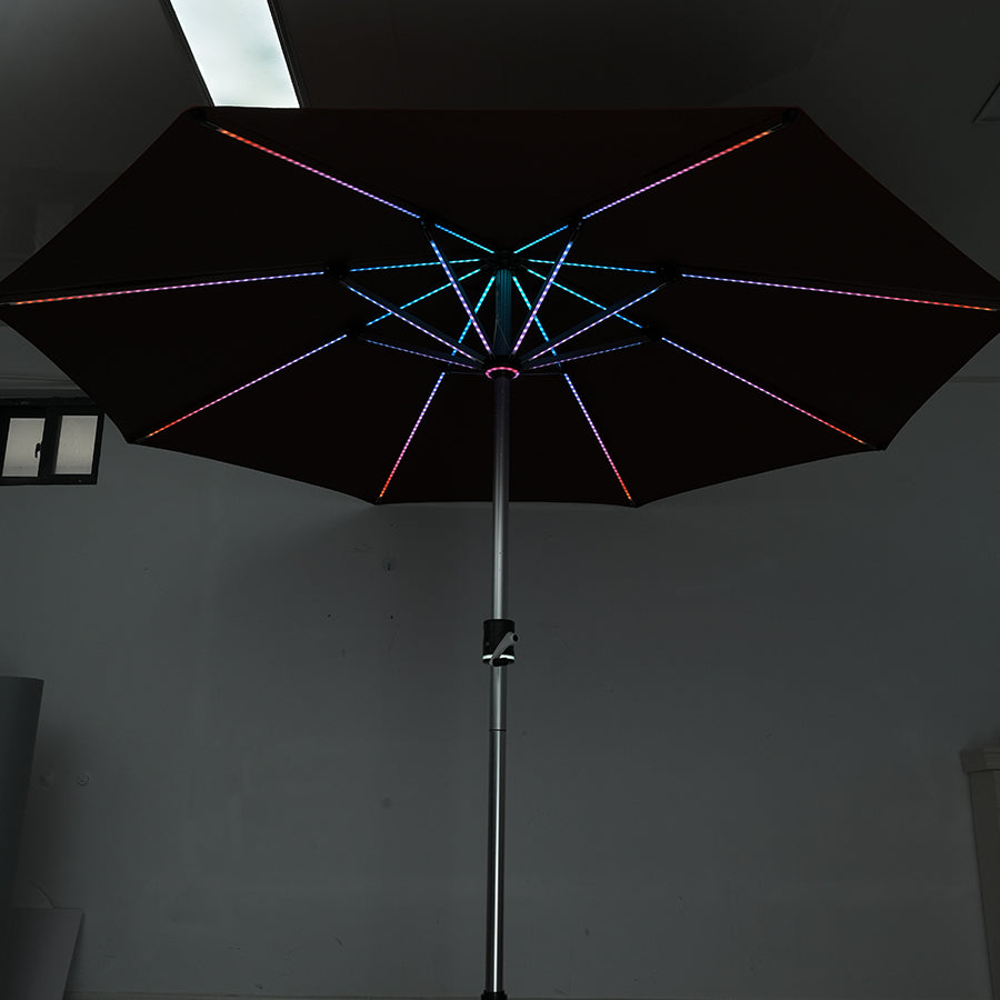 Galaxy 5V Solar RGB LED 10ft Aluminum Market Umbrella