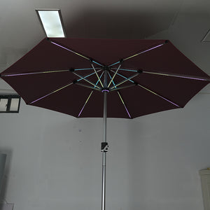Galaxy 5V Solar RGB LED 10ft Aluminum Market Umbrella