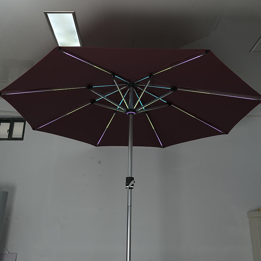 Galaxy 5V Solar RGB LED 10ft Aluminum Market Umbrella
