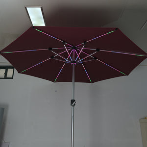 Galaxy 5V Solar RGB LED 10ft Aluminum Market Umbrella