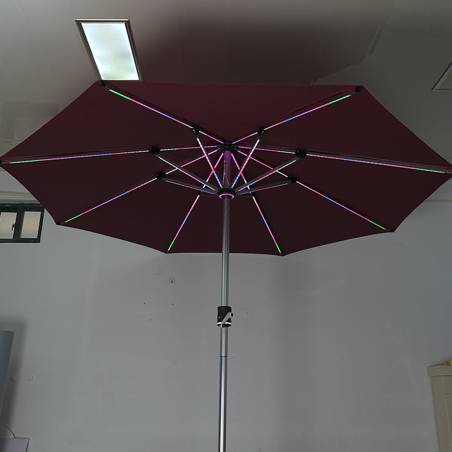 Galaxy 5V Solar RGB LED 10ft Aluminum Market Umbrella