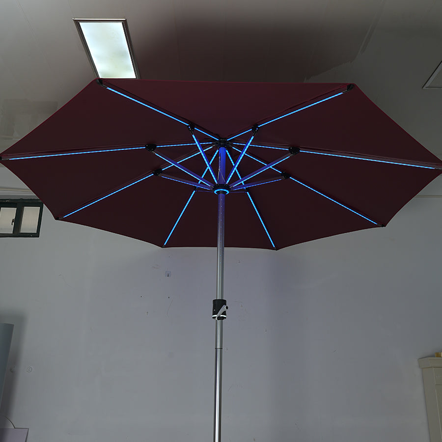 Galaxy 5V Solar RGB LED 10ft Aluminum Market Umbrella