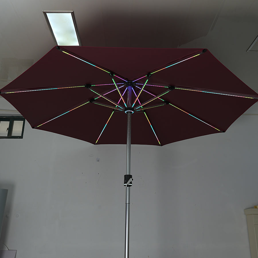Galaxy 5V Solar RGB LED 10ft Aluminum Market Umbrella